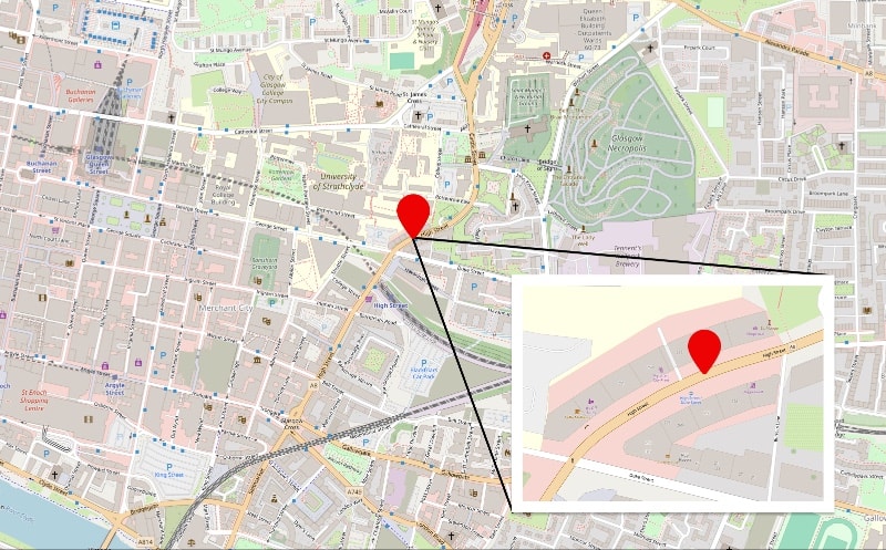 location of our Glasgow store shown on a map